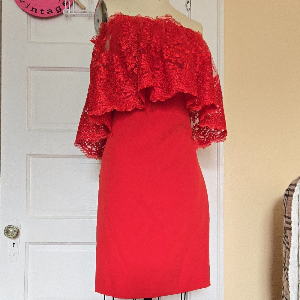 Badgley Mischka Red Off-Shoulder Minidress